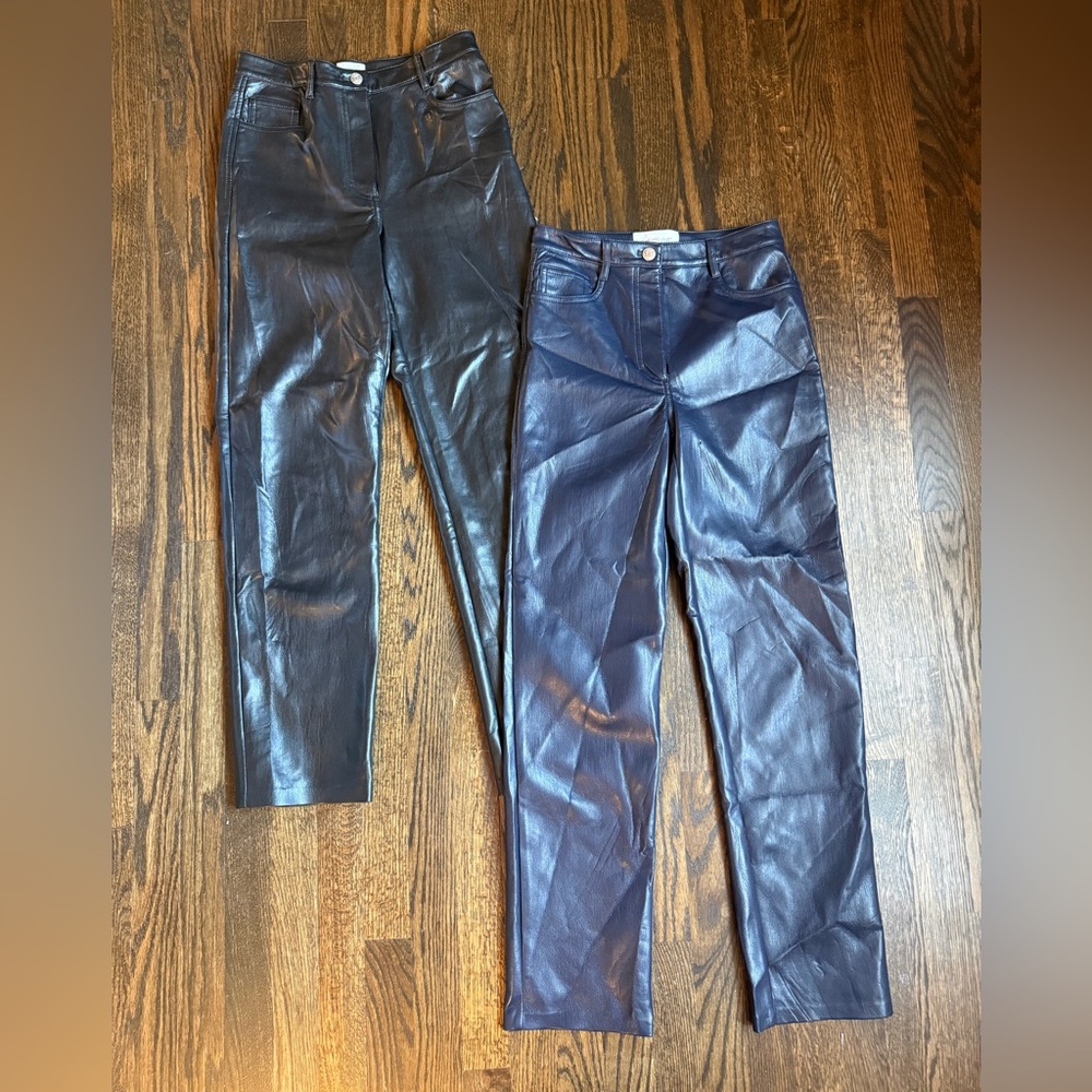Wilfred Melina Lot of 2 Black and Navy Faux Leather Pants size 4
